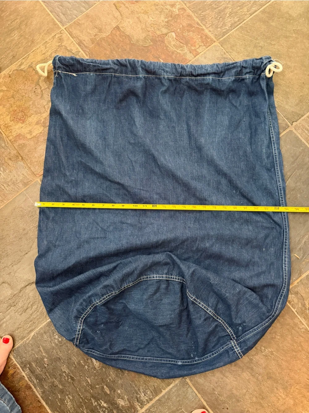 Vintage Dark Blue Indigo Denim US Navy Duffle Utility Laundry Bag